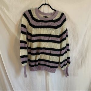 Who What Wear Striped Balloon Sleeve Sweater